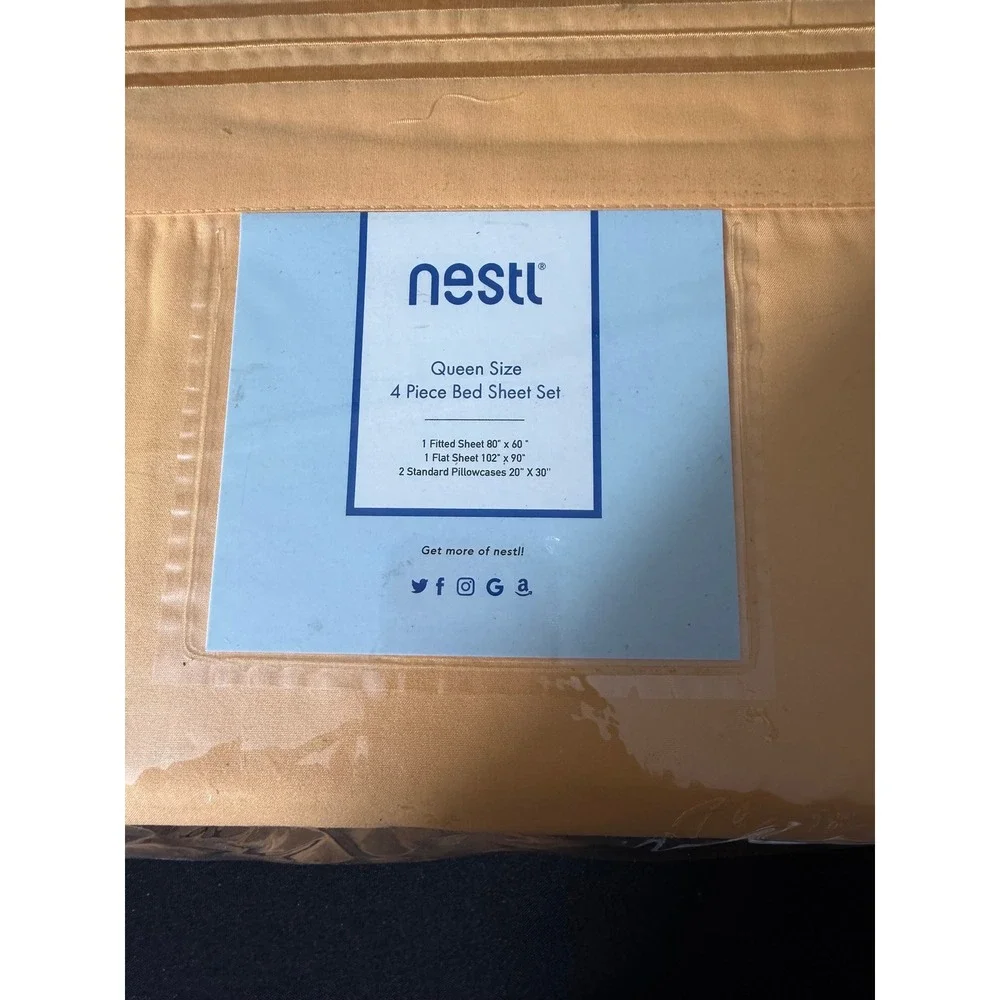 Nestl Bed Sheet Set Queen Orange New 4‎ Piece Microfiber Hypoallergenic Soft
